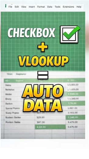 VLOOKUP Based on Checkbox | Smart Data Automation.#googlesheets #excel #office