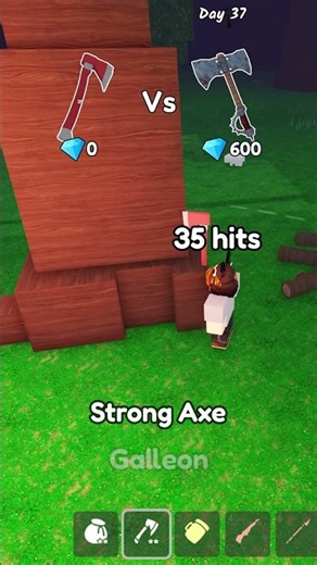 Strong Axe vs Woodsman's Axe – How Many Hits to Chop It?! 🪓🌲 | 99 Nights in the Forest