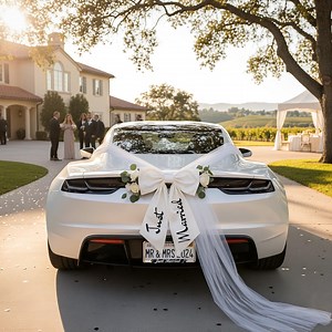 Personalized Just Married Wedding Car Bow, Custom Car Ribbon, Wedding Car Decoration, Honeymoon Car Decoration, Just Married Photo Prop - Etsy