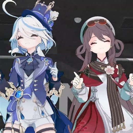 👈👈👉👉😆 #hutao #furina #genshinimpact #fyp #animation #blender #mmd #pmx #nvidia #shorts