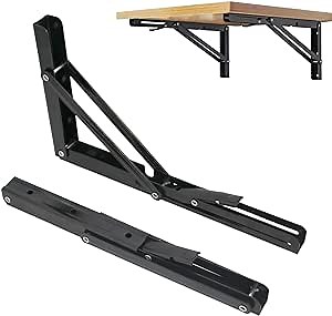 Folding Shelf Brackets 20 inch,Folding Brackets Heavy Duty Max.Load 410lb,DIY Space Saving Wall Mounted Folding Table,Pack of 2
