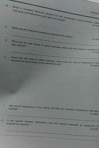 B. Write a complete balanced equation for the neutralisation re... | Filo