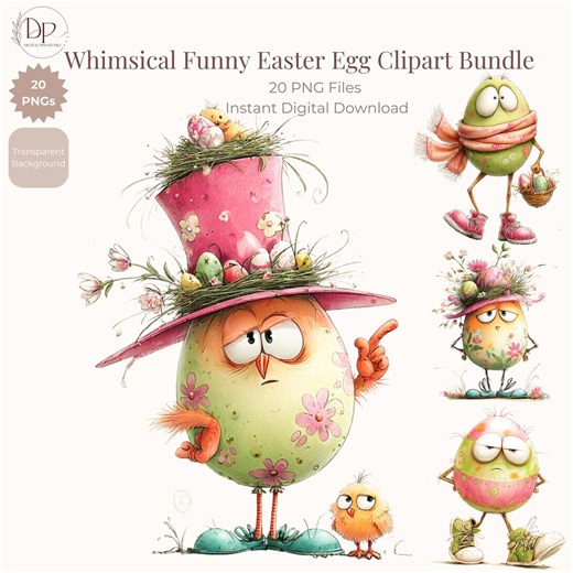 Funny Easter Egg PNG Bundle: Animated Egg Printable Clipart Bundle, 20 PNG (digital Download) for Easter Cardmaking Invitation Decor - Etsy