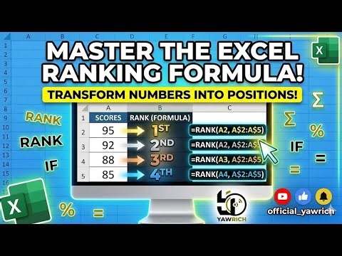 Excel Rank Formula Explained | Convert Rank to 1ST 2ND 3RD Positions Automatically in Excel