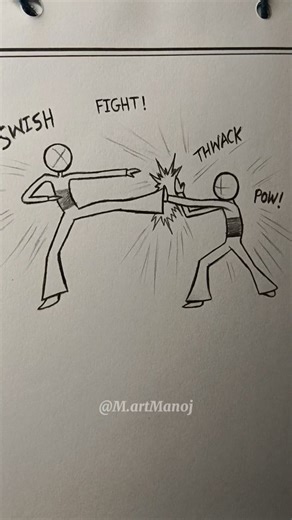 ❤❤🖤༺d_r_a_w_i_n_g༻🖤💕💕 on Instagram: "How to draw stickman body (fight) .@m_art_manoj . . . #drawing #artist #body #Instagram #reels"