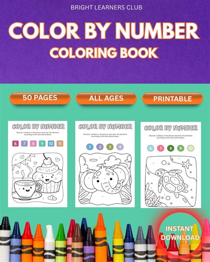 Color by Number Coloring Book | 50 Pages (digital Download)| All Ages - Etsy