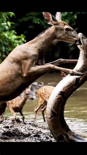 “Brave Deer Fights Giant Snake to Save Its Babies 🦌🐍