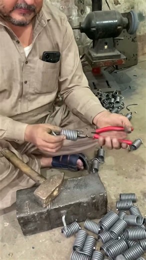 Making a Heavy-Duty Spring from Thick Steel Wire | Skilled Craftsmanship