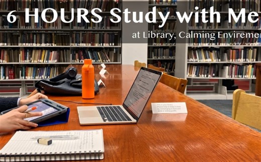 【MS】STUDY WITH ME｜在纽约市立大学学习6H｜图书馆学习｜校园风景｜实时学习｜背景噪音｜No Music｜Mindful Studying