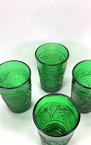 Vintage Tiara Green Glass Juice Tumblers - Set of 4 - Etsy