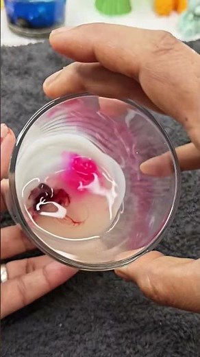 Marble Effect Candle with Peony 🌸 | Red & Pink Aesthetic DIY Candle | Step-by-Step Tutorial #shorts