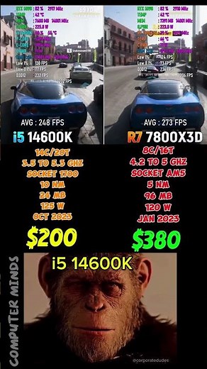 i5-14600K vs 7800X3D $200 vs $380 Gaming Test