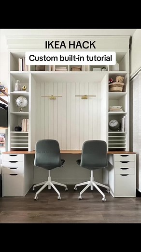 Full tutorial for this IKEA built-in desk 🤯🥳 you don’t need to be a carpenter. Just use IKEA! ##diydesk##ikeabuiltin