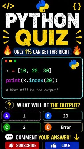 🔥 Can You Solve This Python index() Quiz? 🐍🤯 #Shorts