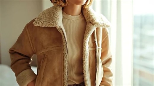 Tan Faux Shearling Aviator Jacket - Cropped B3 Bomber Coat - Etsy