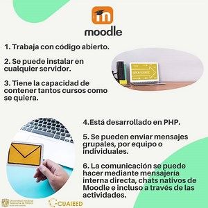 #Moodle es un software diseñado para ayudar a los educadores a crear cursos en línea de alta calidad y entornos de aprendizaje virtuales. ¿Cómo puede apoyar mi aprendizaje? Te compartimos algunas características de Moodle. Lo puedes encontrar en el #CampusVirtualUNAM >> https://bit.ly/campus-virtualUNAM | CUAED, UNAM