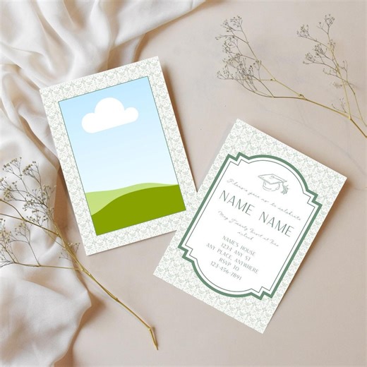 Graduation Party Invitation: Green (canva Template) - Etsy