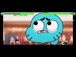 Gumball vs. Rob with healthbars (Last fight)