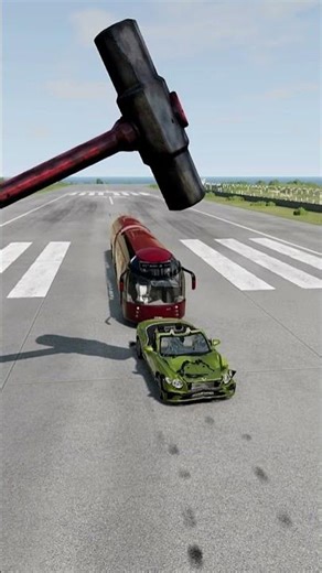 Giant Hammer vs Cars 😱💥 | BeamNG #shorts #crashboompunk #beamngdrive #beamngcrash #hammer #beamng