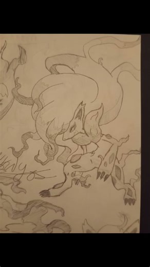 Dessin de Zoroark et Zorua de Hisui pour finir 2025 😁