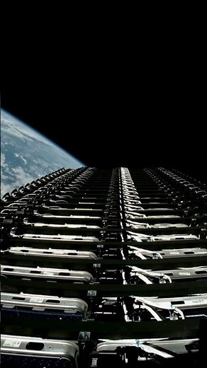 A beautiful view from orbit shows the 24 Starlink satellites, with Earth in the background.