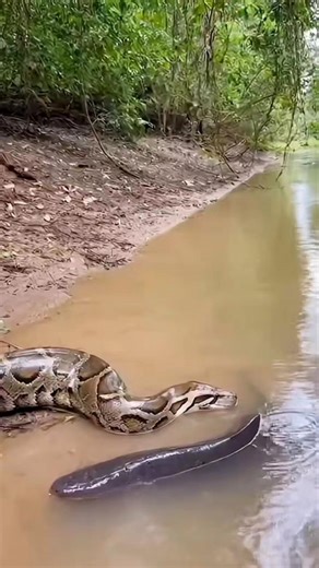 Python vs Electric Eel 🤯⚡️🐍 #animals #wildlife | lana rose