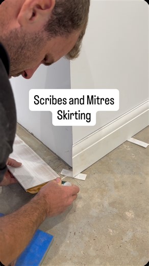 North Devon Carpentry & Construction on Instagram: "Scribes and Mitres, how I like to do them I use a template made from a scrap piece of skirting with scribes cut both ends to mark my scribes directly on the skirting. Then cut the bulk of it with my Dewalt mitre saw and finish off with coping saw. Do you know the name of the piece I made to mark the skirting against architrave? I used to used Sliding Bevel but much prefer this method. Do you do the same? #carpenter #carpentry #howto #homeimprov