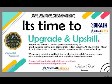 Project in Laravel PHP to develop Live Job Portal.Skilled training, asseement, certificate #project