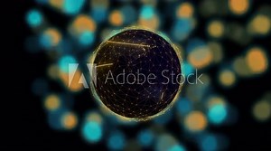 Animation of globe with connections over glowing spots of light