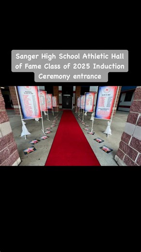 The Sanger High School Athletic Hall of Fame Class of 2025 Induction Ceremony Entrance Walkway lined with the Inductees from previous classes. 🎥: Cheryl Senn/The Sanger Scene | The Sanger Scene