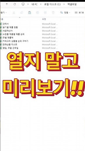엑셀 파일 열지말고 미리보기 #exceltips #exceltricks #엑셀초보 #엑셀강의