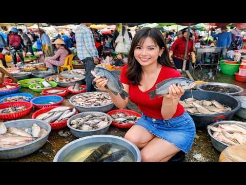 Amazing Fish Market 2026! Biggest Fish Wholesale - Fresh Seafood Walking Tour, Phnom Penh, Cambodia