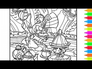 Coloring Disney Alice in Wonderland - Mad Hatter and Dormouse Mad Tea Party | Disney Coloring Pages