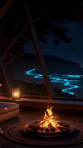 Deep Sleep & Relaxation and Focus | Tranquil Warm Cabin Night with Soft Fireplace Crackles