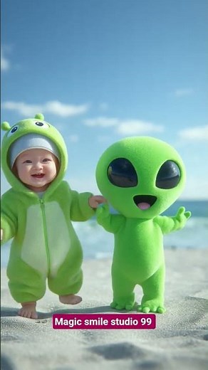 2. 💚 “Alien Meets Baby! Cutest Beach Dance You’ll Ever See”
