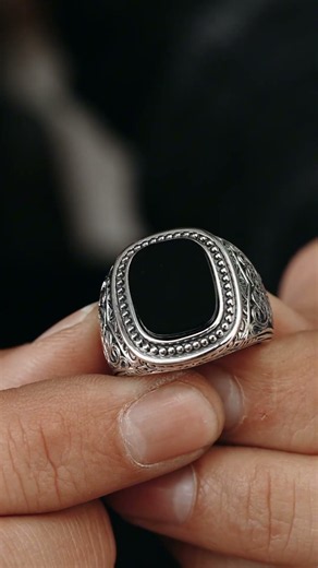 S925 Silver Black Onyx Vintage Square Ring for Men | Bold Statement Jewelry #mensjewelry #jewelry