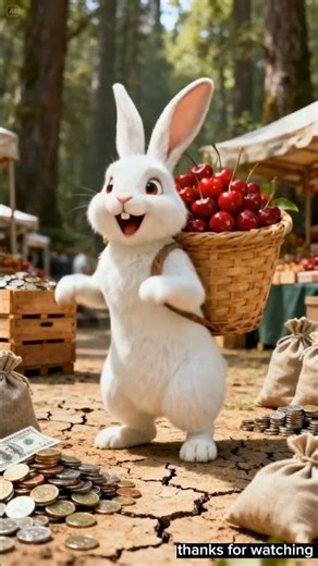 The rabbit planted a cherry tree💔😭 #ai #aistory #tree#popular #water #forest #rabbit #pressed #