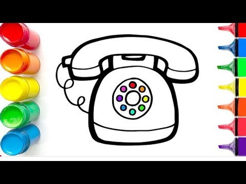 How To Draw a Telephone ☎️ Easy Step by Step | Drawing, Painting & Coloring