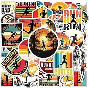 Pack 50 Pcs Track and Field Running Stickers for Water Bottles Waterproof Laptop Computer Phone Case Scrapbooking Teens Adults Men Girls Aesthetic Sticker Packs Small Vinyl Decals