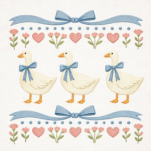 Vintage Blue Ribbon Goose Embroidery Design File, Retro Goose Sublimation, Goose Coquette Machine Files, Digital Download PES DST - Etsy