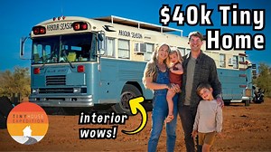 Musicians build then renovate tiny home skoolie for family - it wows!