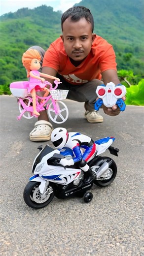 Pink Girl Cycle And Rc BMW Bike Stunt Show with Remote Control! 🚀