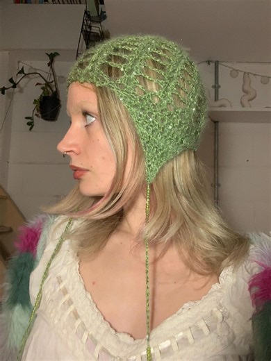 Crochet Mesh Headpiece With Sequins and Beads - Etsy UK
