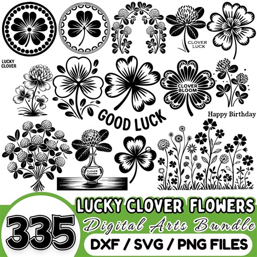 Floral Leaf SVG Designs for Cricut, Lucky Green Bundle
