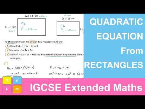 IGCSE Extended Mathematics : Deriving & Solving Quadratic Equations from Areas of 2 Rectangles