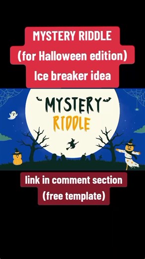 Myster Riddle Ice Breaker for Halloween #icebreaker template link: www.canva.com/design/DAGT1wTwX_E/Dv7ZGr9rAJPXaUsNkfLnXA/view?utm_content=DAGT1wTwX_E&utm_campaign=designshare&utm_medium=link&utm_source=publishsharelink&mode=preview #fyp #meeting #zoom #onlinereporting #reporting #presentation #icebreaker #games #foryou #foryoupage #mysteryriddle #mystery #riddle