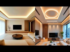 Living Room False Ceiling Interior |POP Ceiling Profile Lighting Ambient Lights Gypsum Board Ceiling
