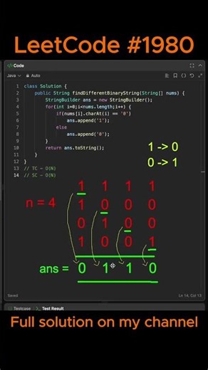 Daily LeetCode 1980 Find Unique Binary String #shorts #leetcode #dsa #coding