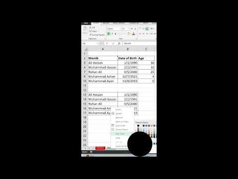 how to change tab colour in excel