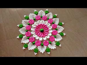 simple rangoli design|| Beginners rangoli design|| Rangoli by kalai